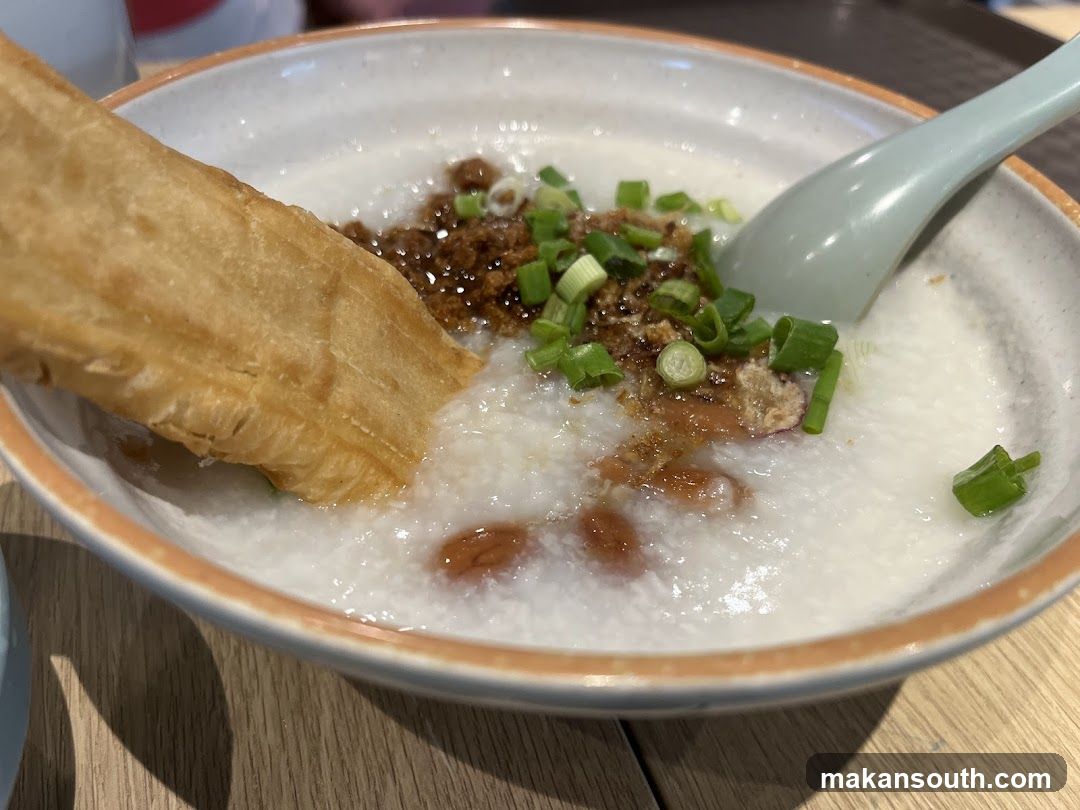 Congee with Fried Dough Stick and Scallions