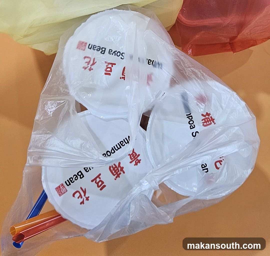 Takeout containers in plastic bag