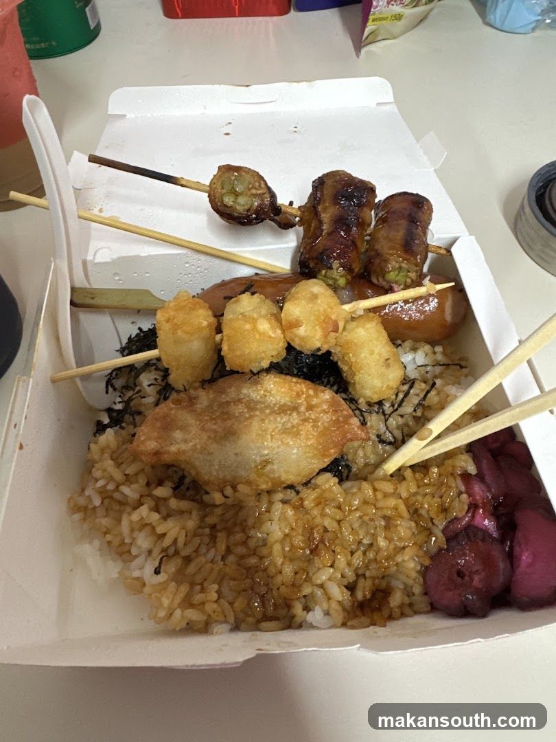 Takeout Rice Bowl with Skewers