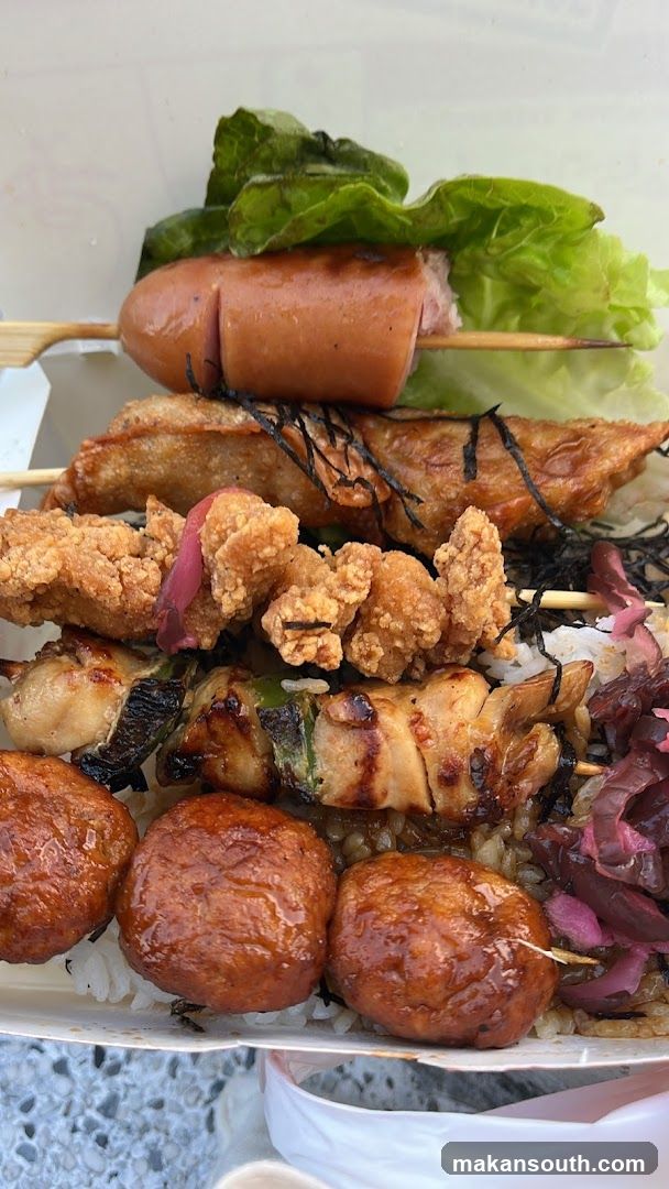 Grilled Skewers and Rice Bowl