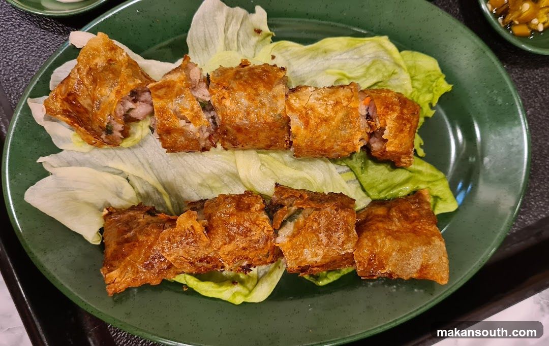 Fried Spring Rolls on Lettuce