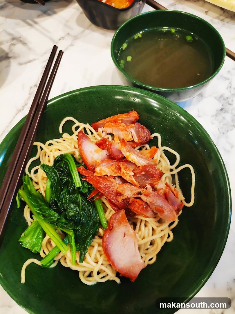 Noodle Dish with Roast Meat and Greens