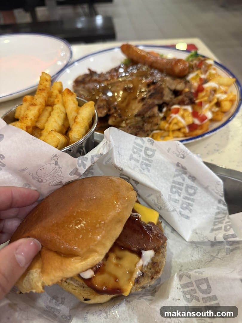 Food Spread with Burger and Fries