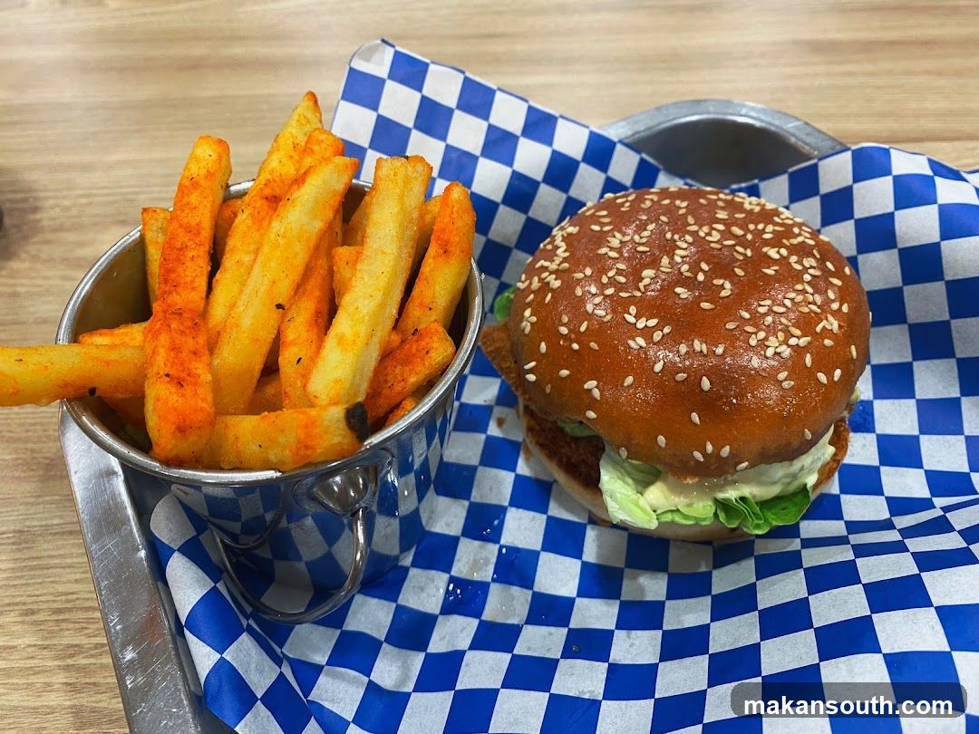 Burger and Fries on Checkered Paper
