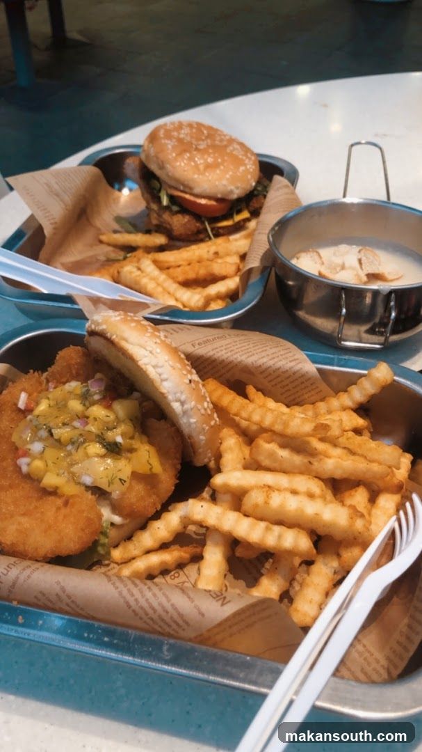 Food Tray with Burgers and Fries