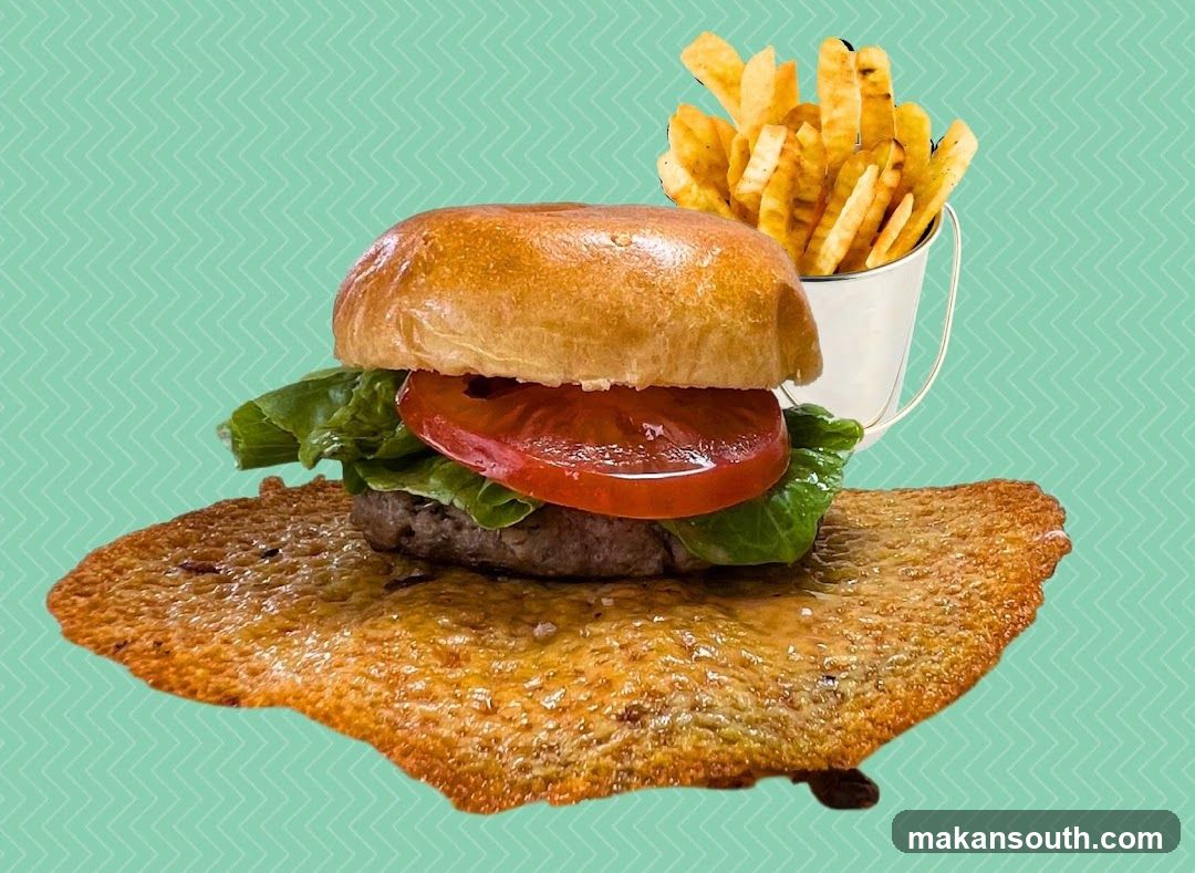 Floating Burger and Fries on a Crispy Base
