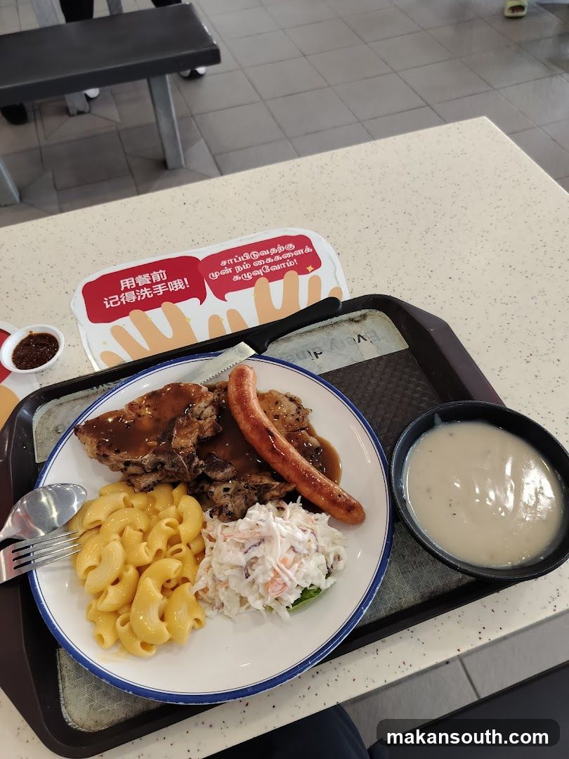 Meal Tray with Food and Hand Hygiene Reminder