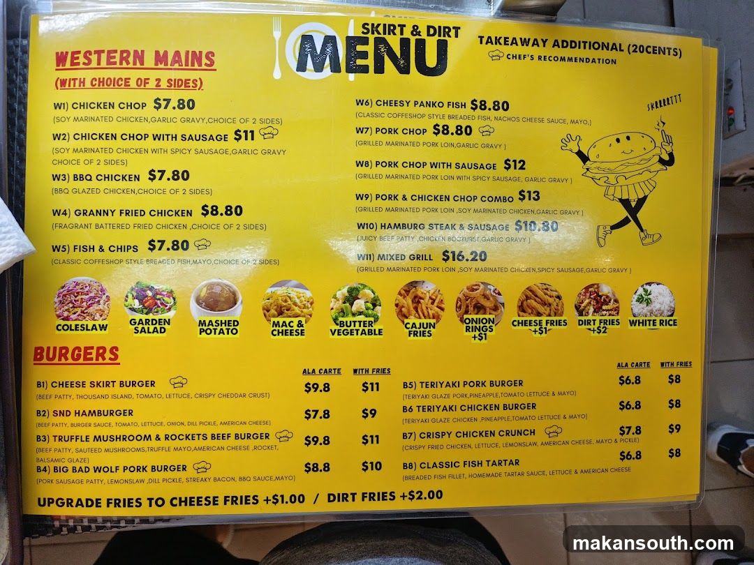 Skirt & Dirt Menu