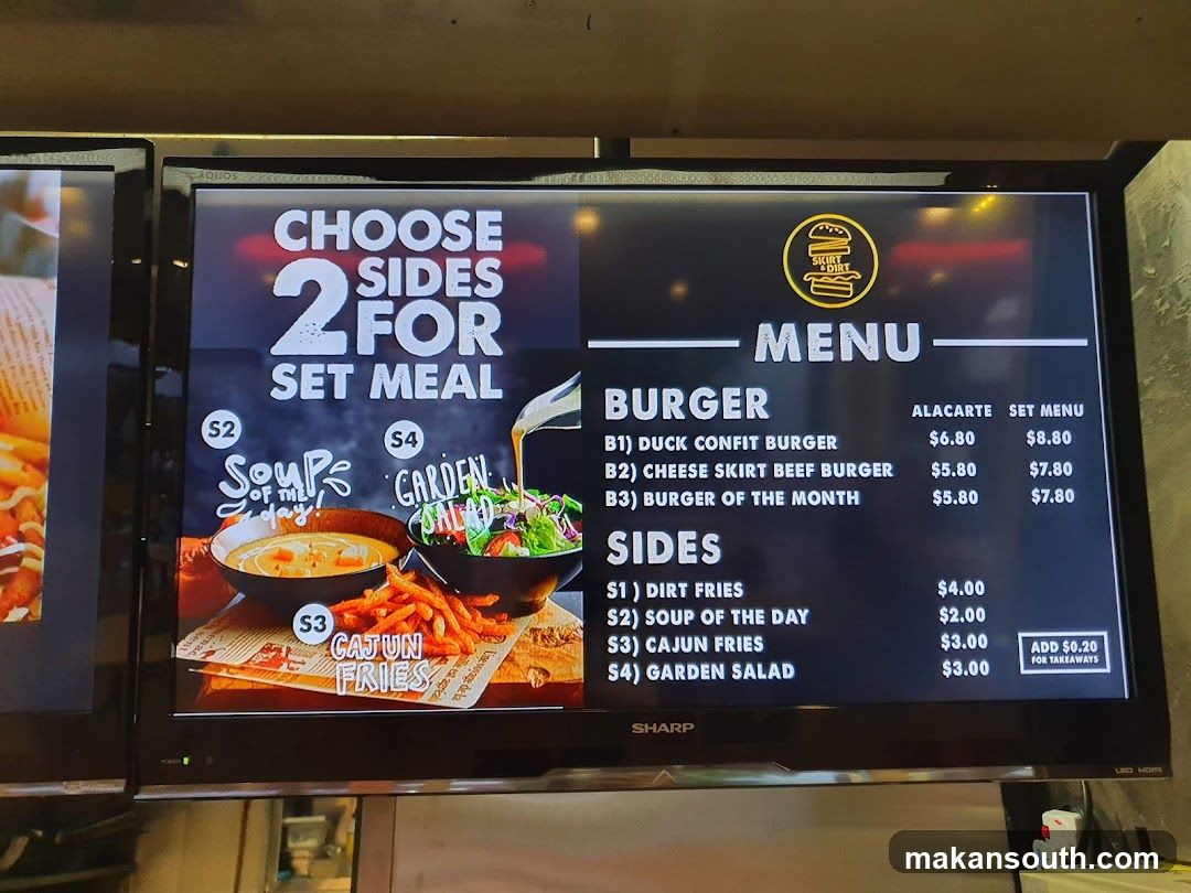 Burger and Side Menu Display
