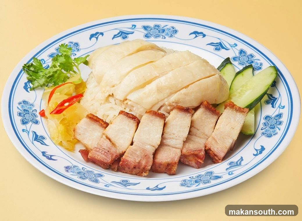Plate of Chicken and Pork with Rice