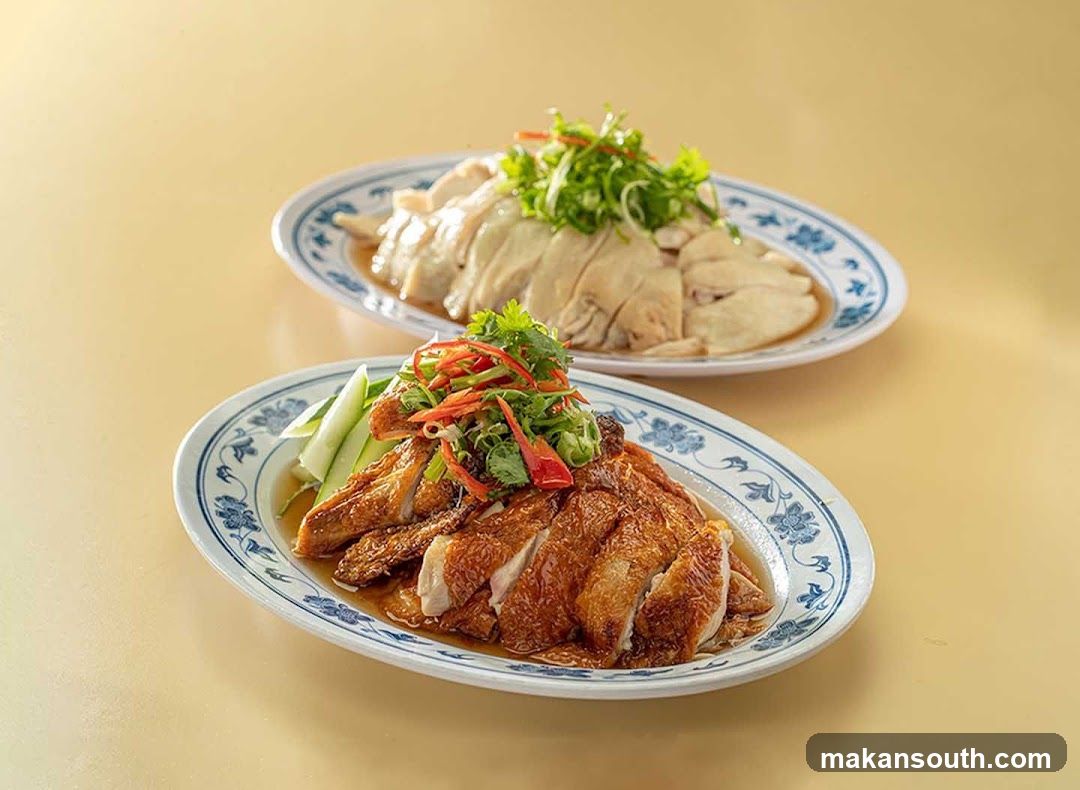 Two plates of Chinese chicken dishes