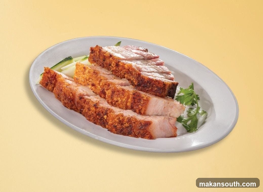 Crispy Pork Belly Slices on a Plate