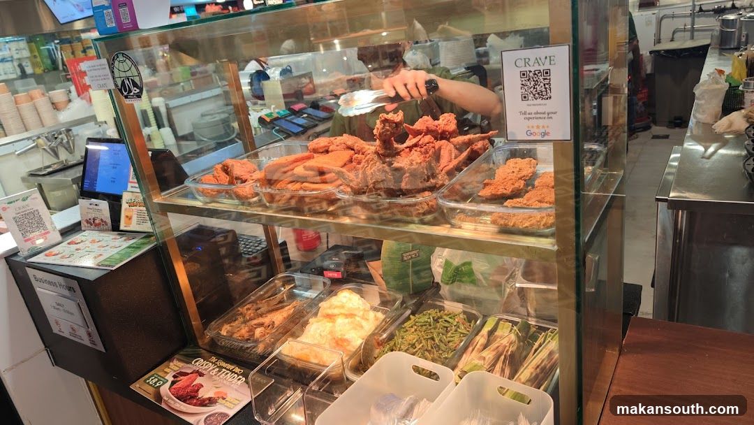 Food Display Case with Fried Items and Sides