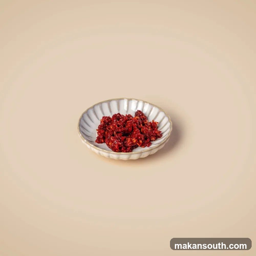 Red Condiment in Small Bowl