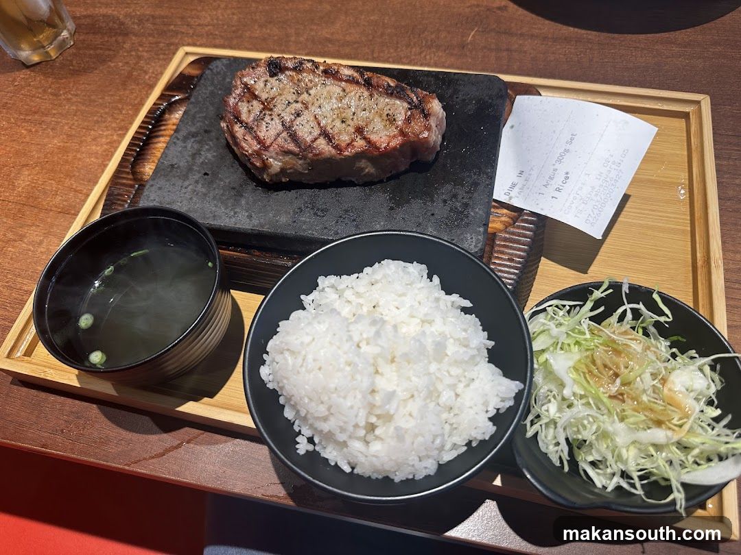Steak Meal with Rice and Salad