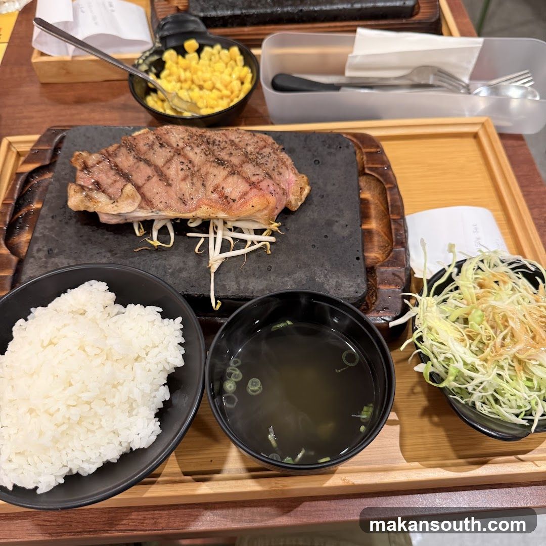 Steak Meal with Rice and Soup
