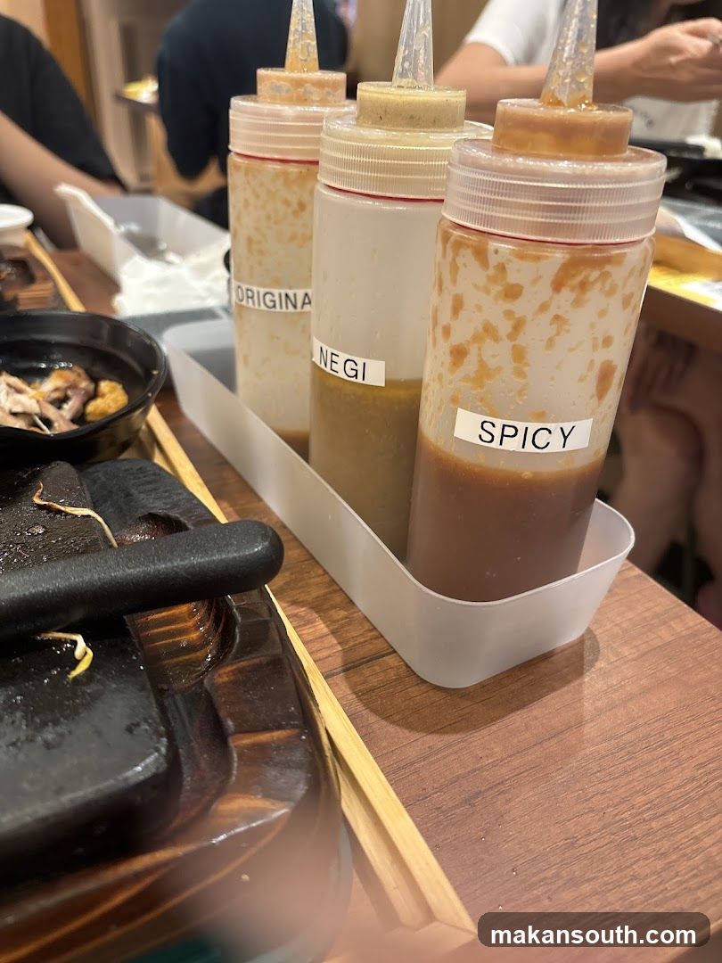Condiment Bottles at Dining Table