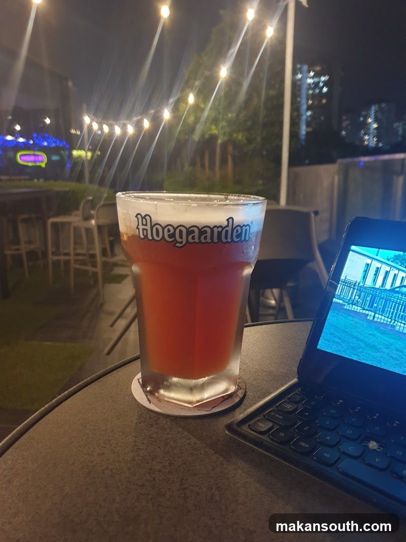 Outdoor Night Scene with Beer and Tablet