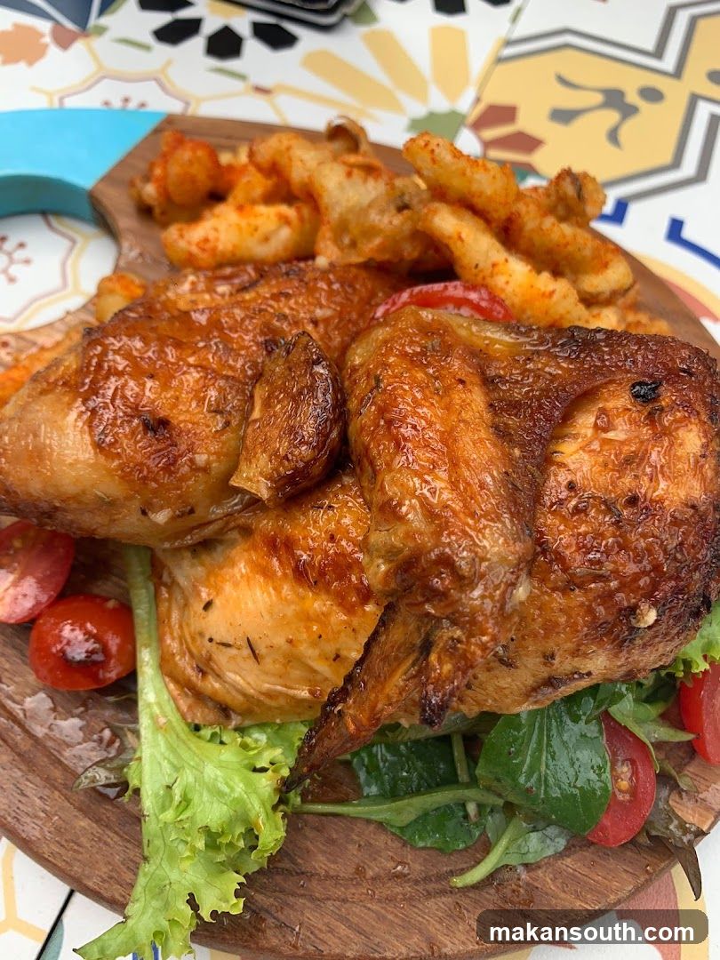 Roasted Chicken with Salad and Fries