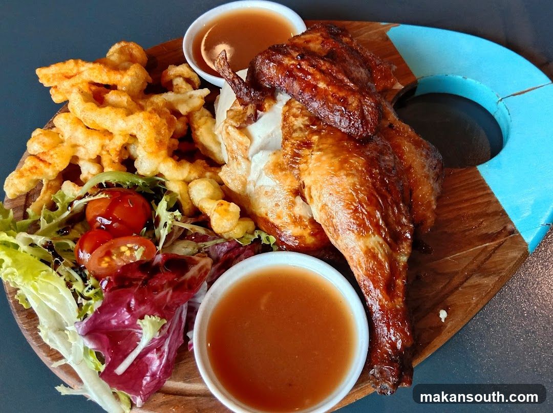 Roasted Chicken Meal with Salad and Fries
