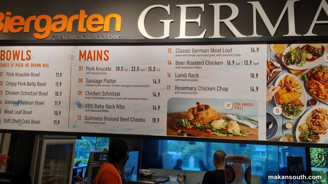 Biergarten German Restaurant Menu Board