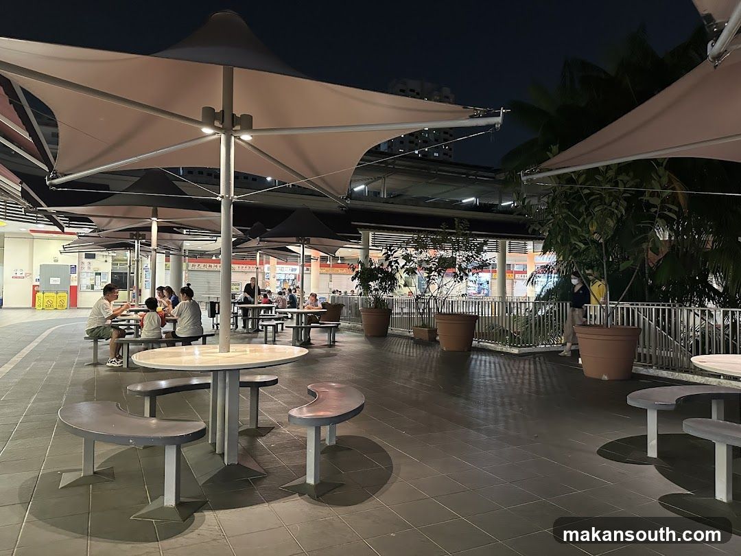 Outdoor Food Court at Night