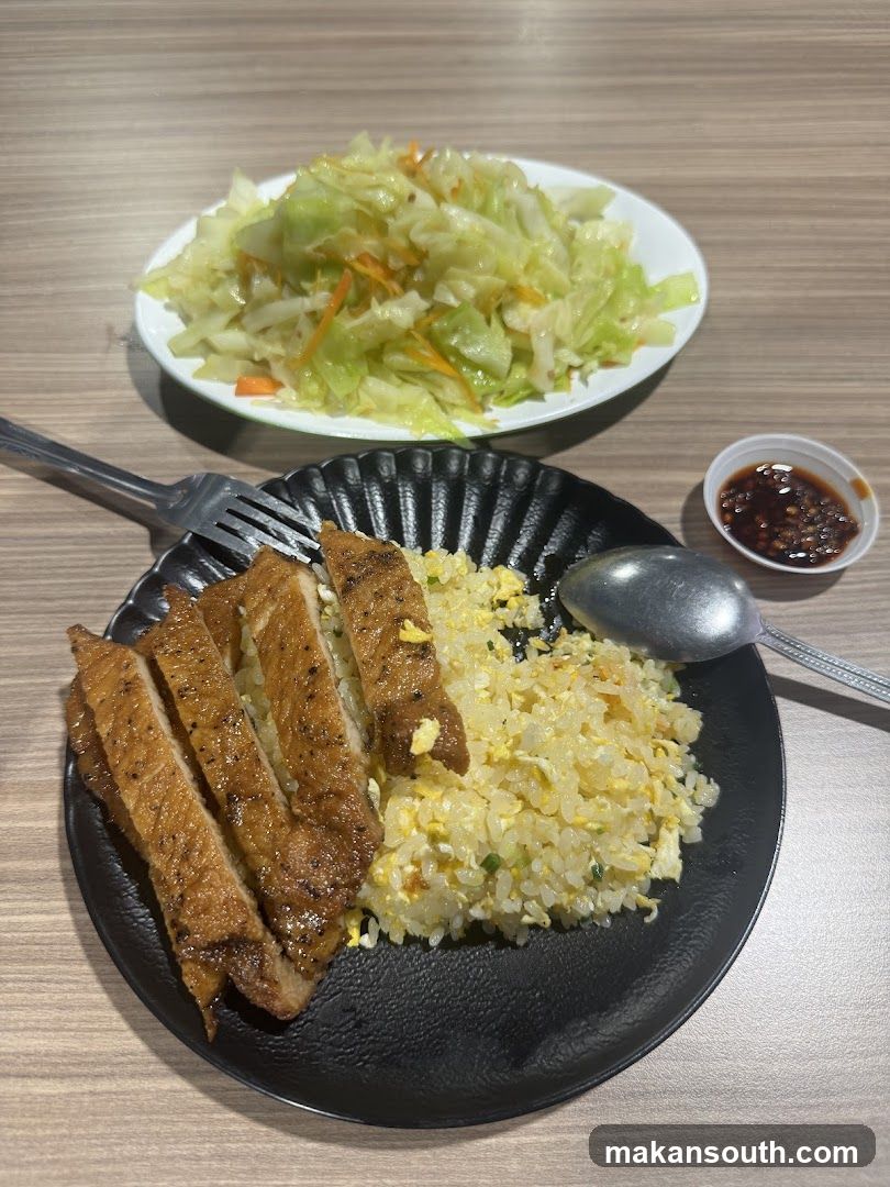 Fried Rice with Chicken and Cabbage Salad