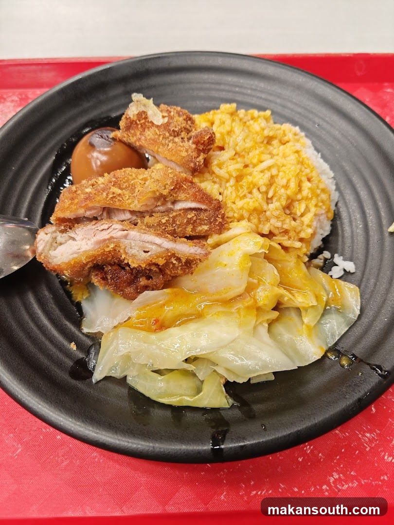 Katsu Rice Bowl with Cabbage and Egg