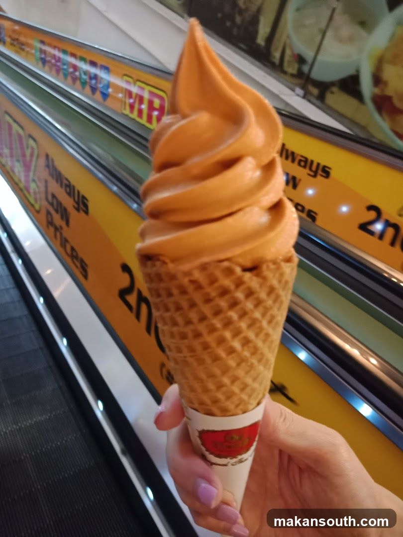 Soft-serve ice cream cone in mall