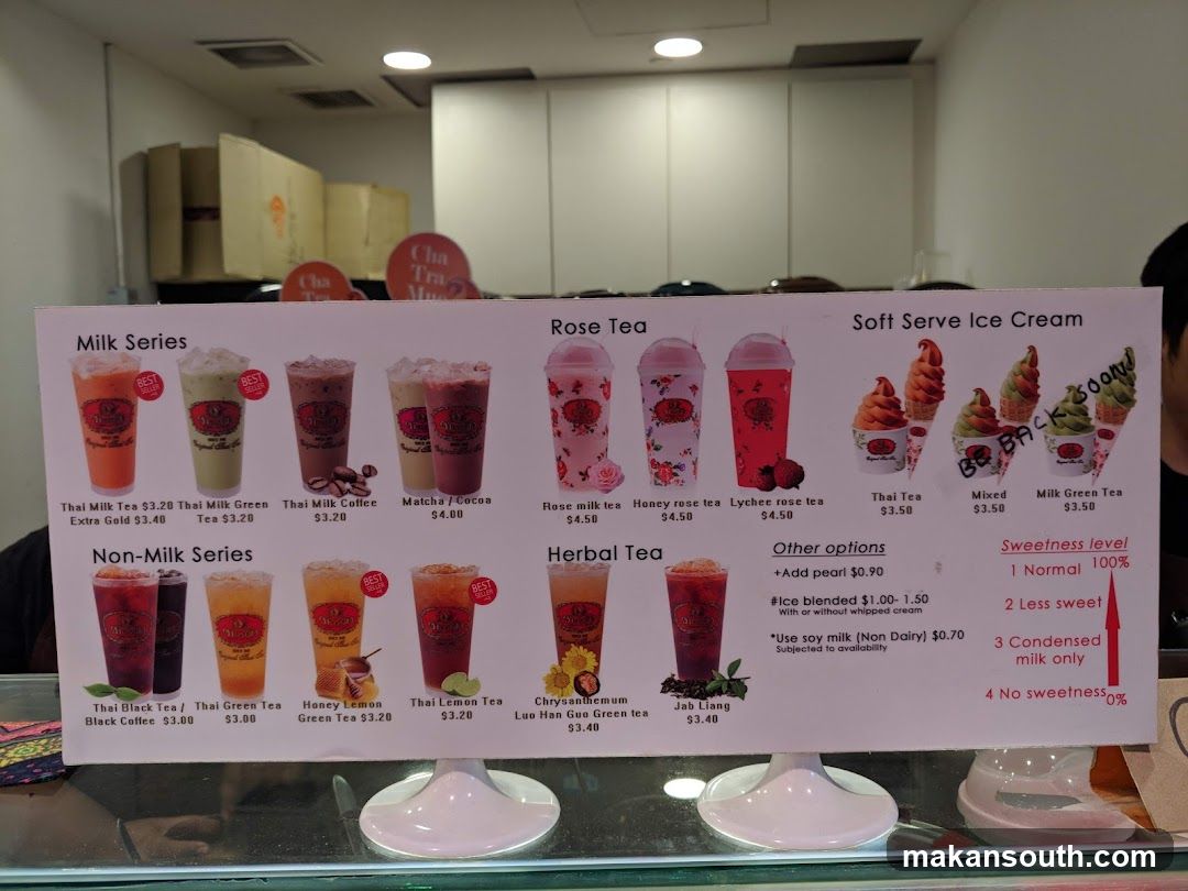 Thai Milk Tea Menu Board