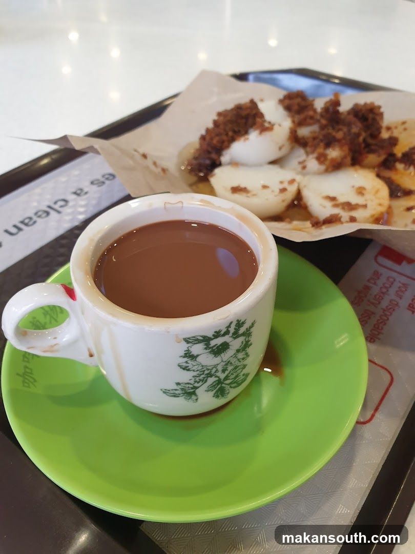 Coffee and dessert on a tray