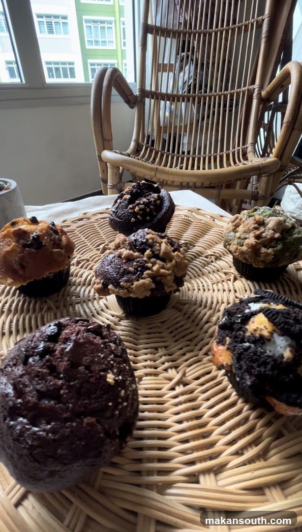 Muffins on a Woven Tray
