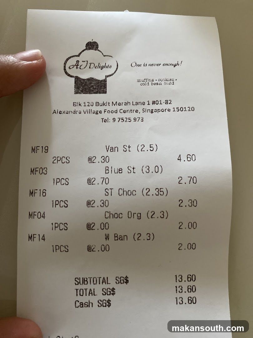 Receipt from AD Delights