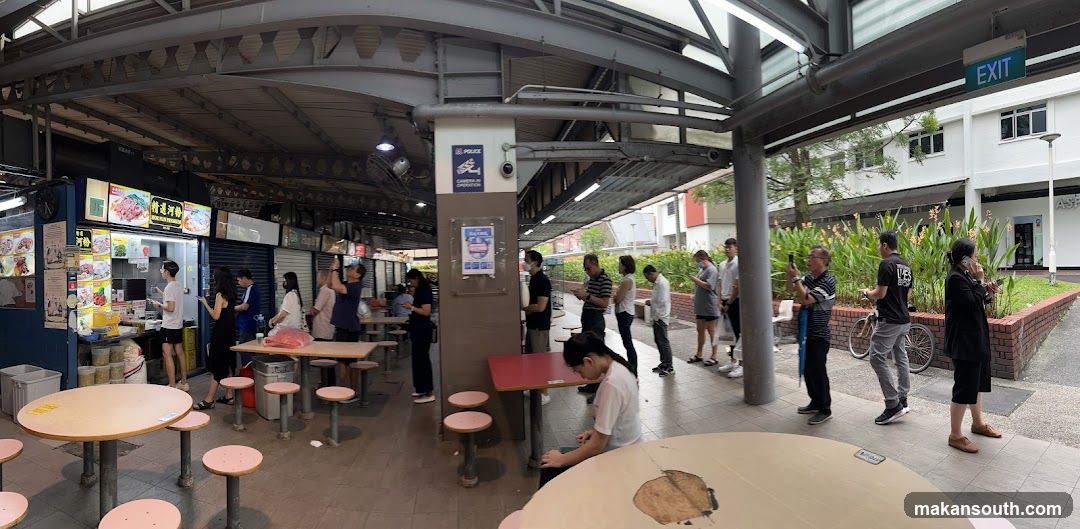 Food Court Interior with Queuing Customers