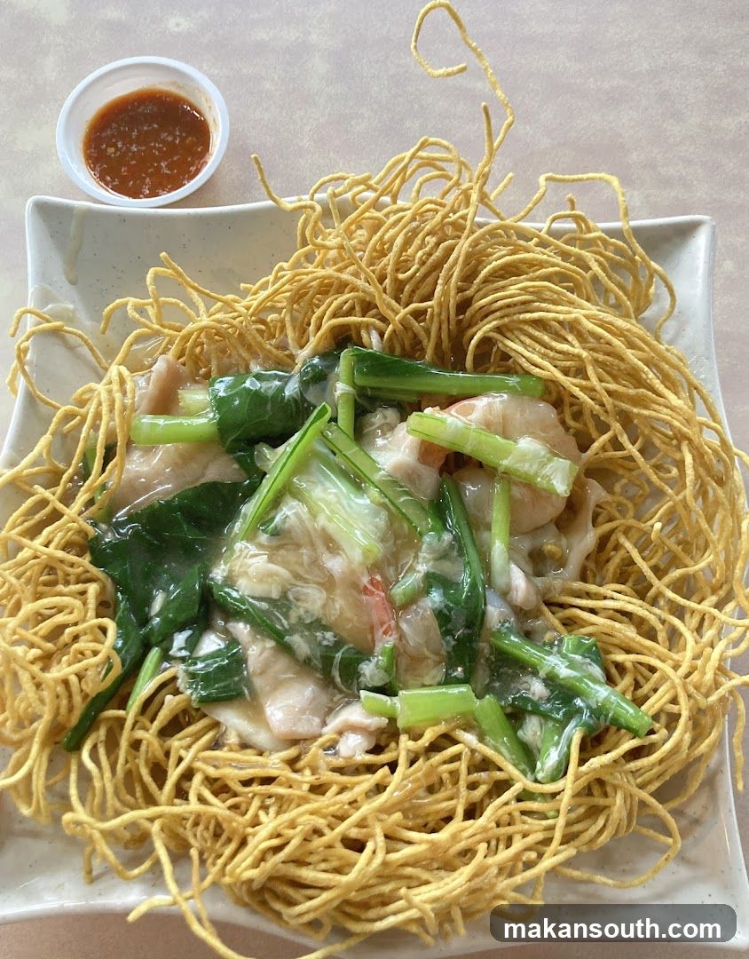 Fried Noodle Dish with Greens and Shrimp