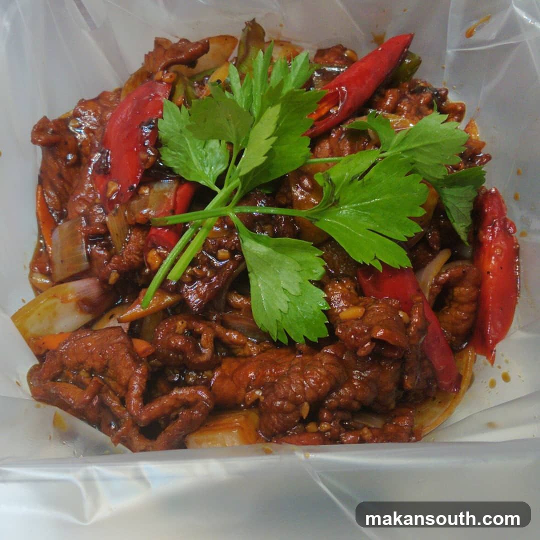 Stir-fried Beef with Red Peppers and Parsley
