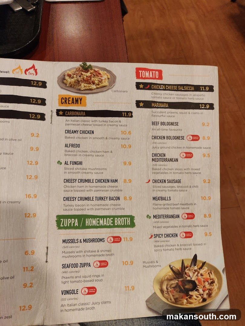Italian Restaurant Menu Page
