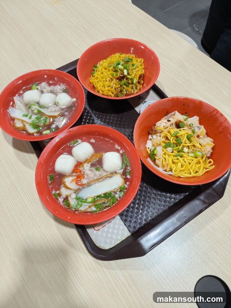 Noodle and Soup Bowls on Tray