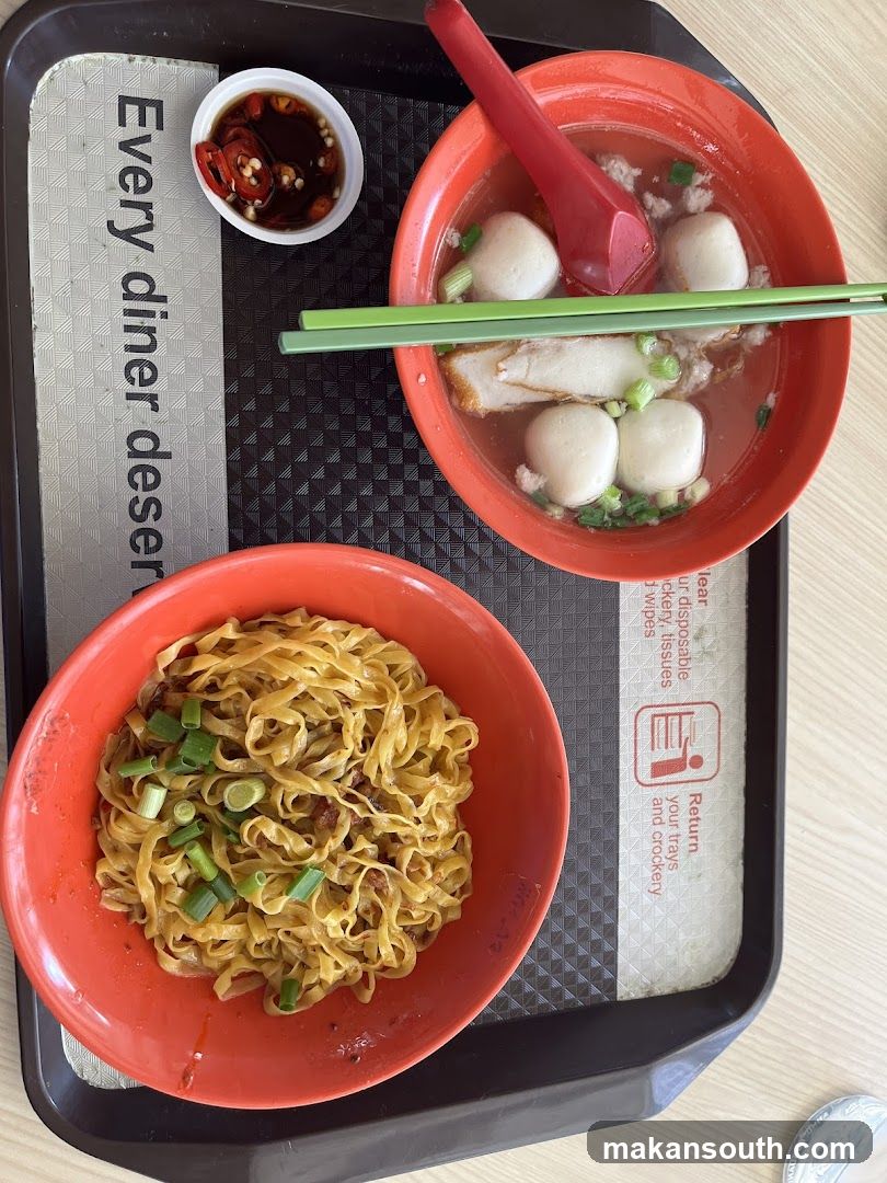 Noodle and Soup Meal on Tray