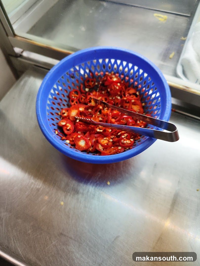 Chili Slices in Blue Basket