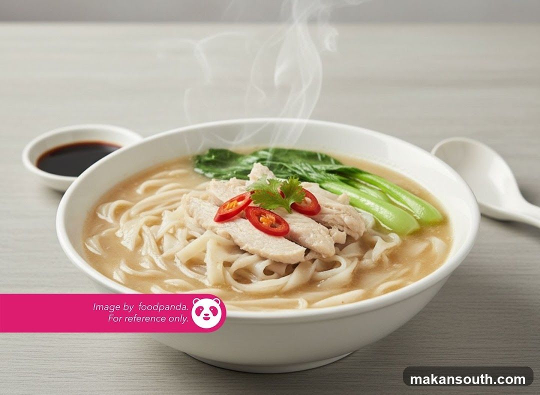 Steaming Noodle Bowl with Chicken and Greens