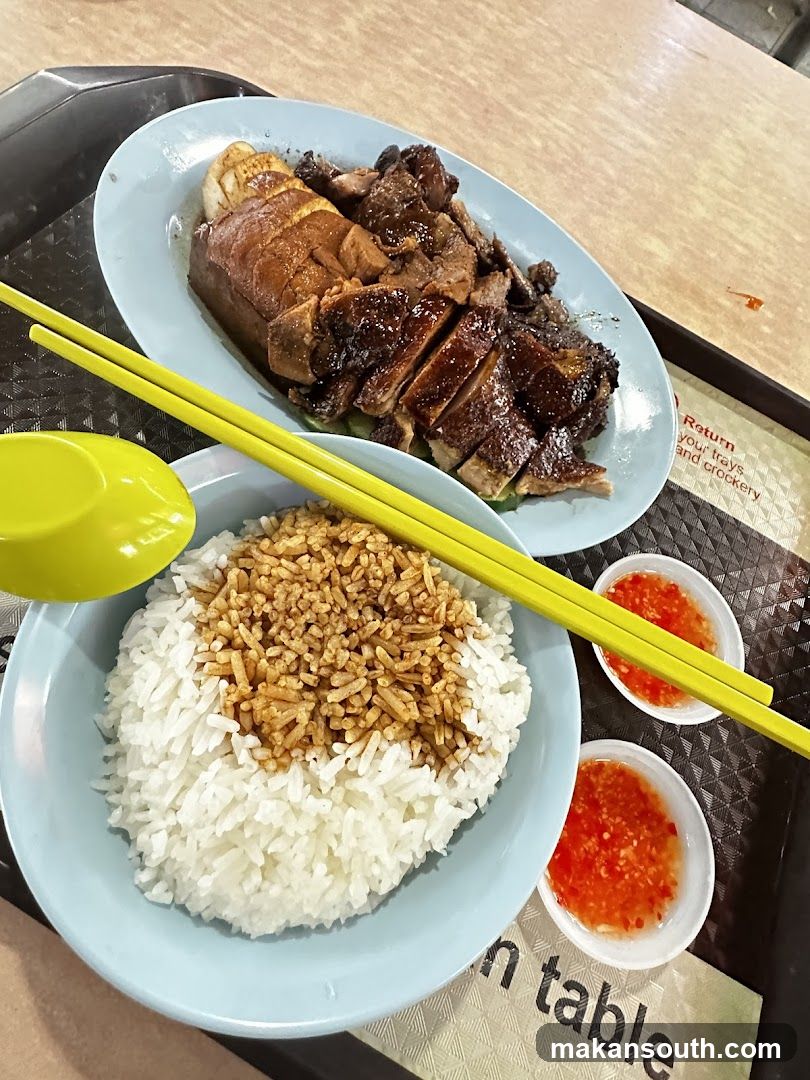 Hawker Meal with Roasted Duck and Rice