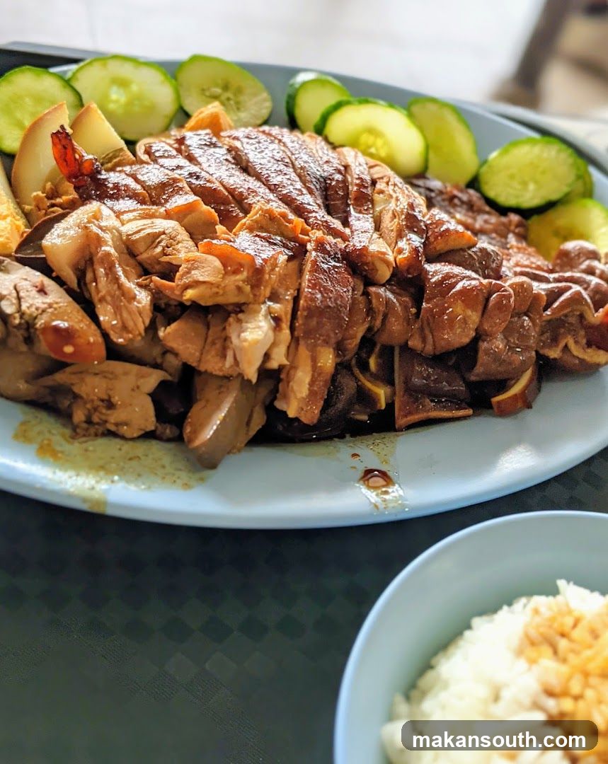 Roasted Chicken with Rice and Cucumber Slices