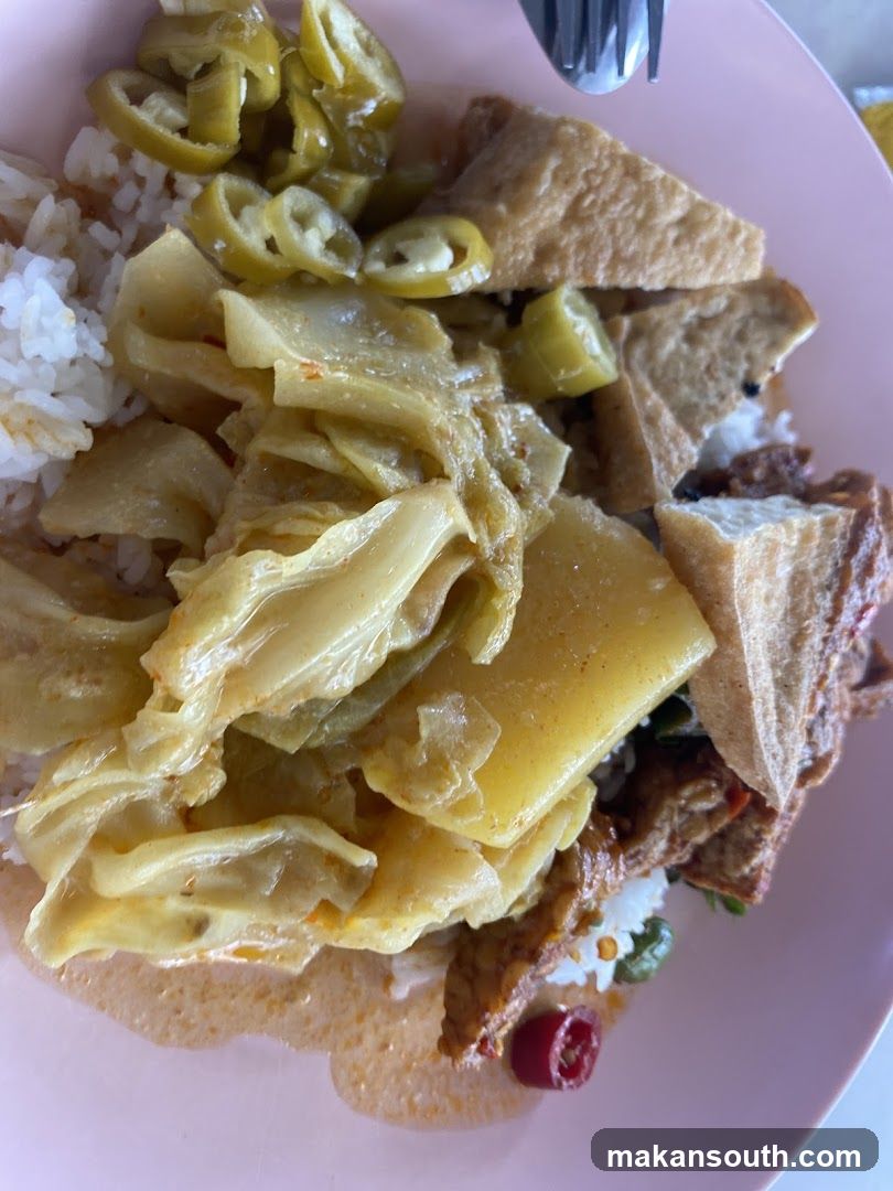 Plate of Curry Rice with Tofu and Pickled Vegetables