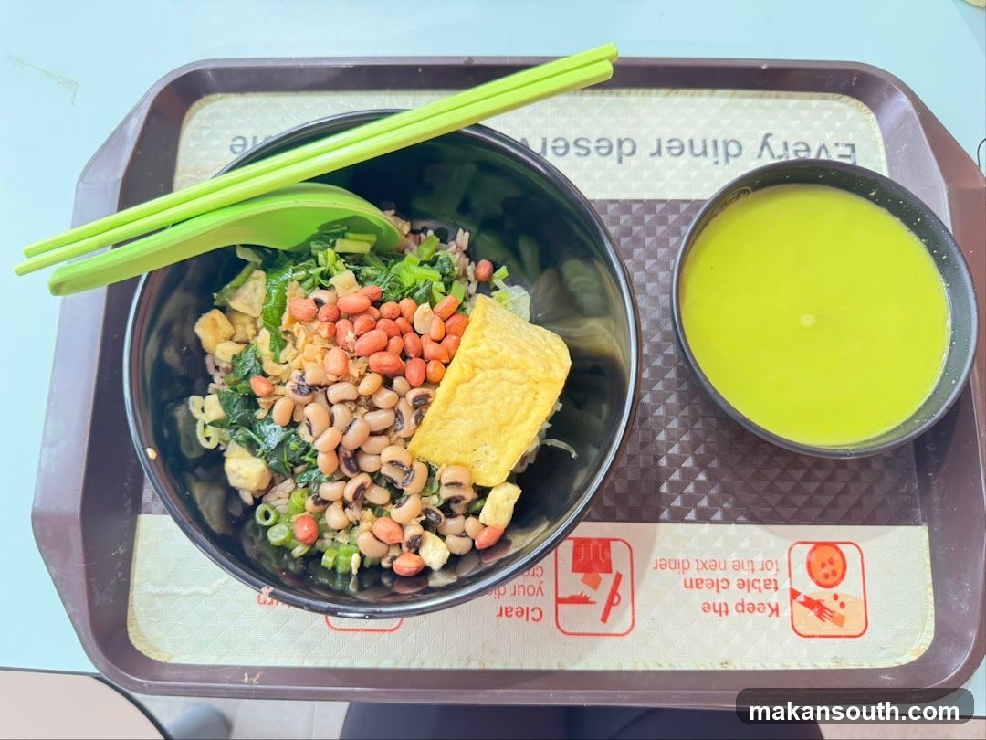 Tray with food bowl and soup