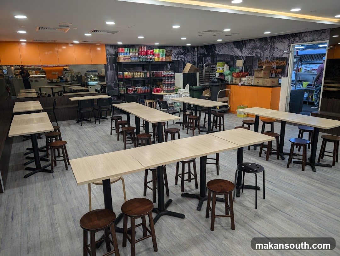 Restaurant Interior with Tables and Stools