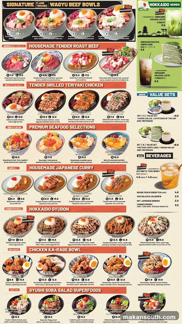 Wagyu Beef Bowls Menu