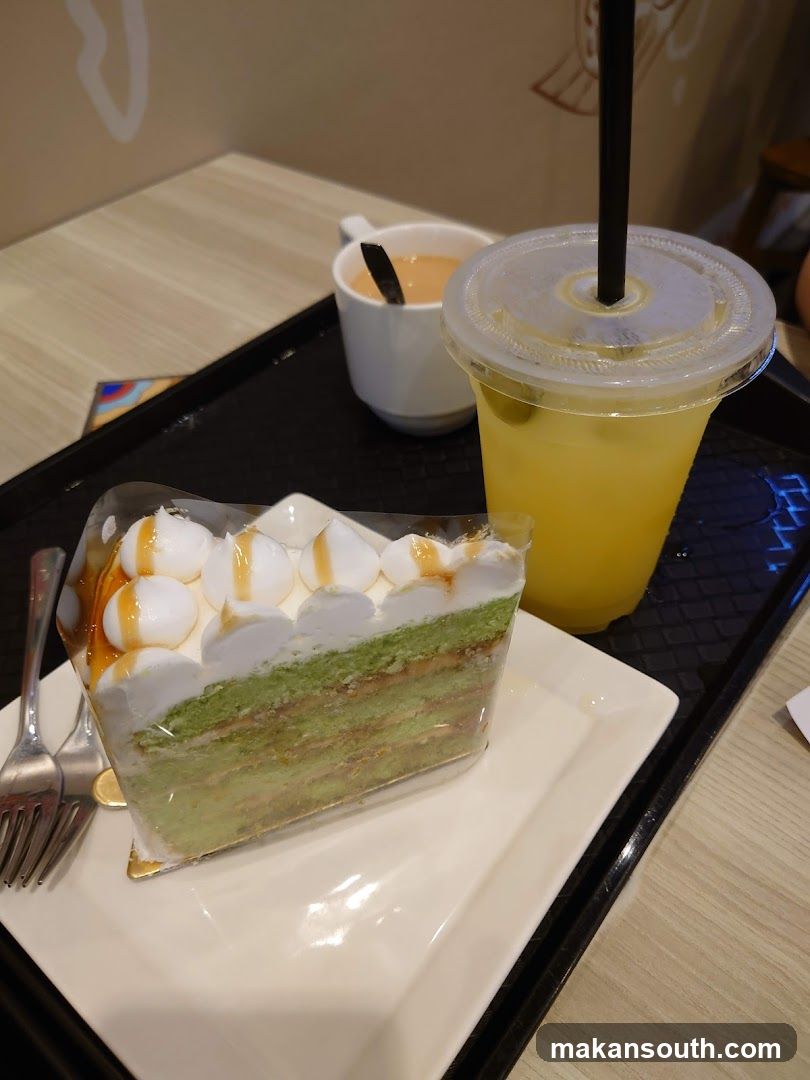 Cake and Drink on Tray