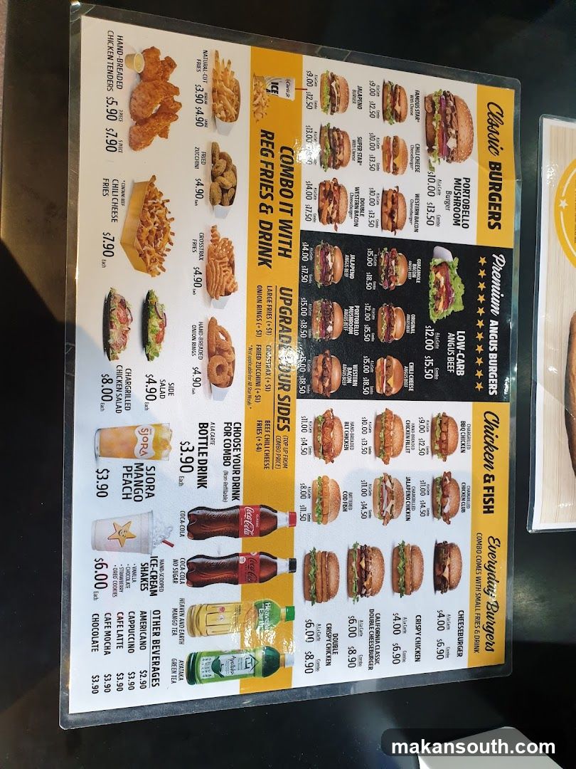 Burger & Drink Menu