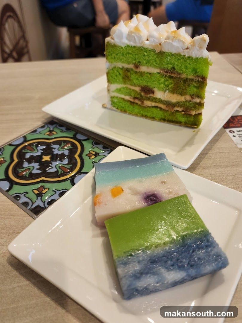 Layered Green Cake and Dessert Slices